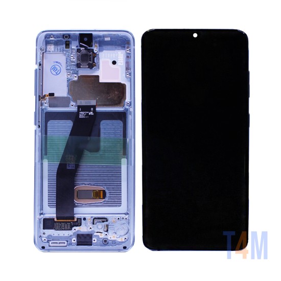 Touch+Display+Frame Samsung Galaxy S20/Sm-G980/S20 5g/Sm-G981 Sem Câmera Service Pack Nuvem Azul